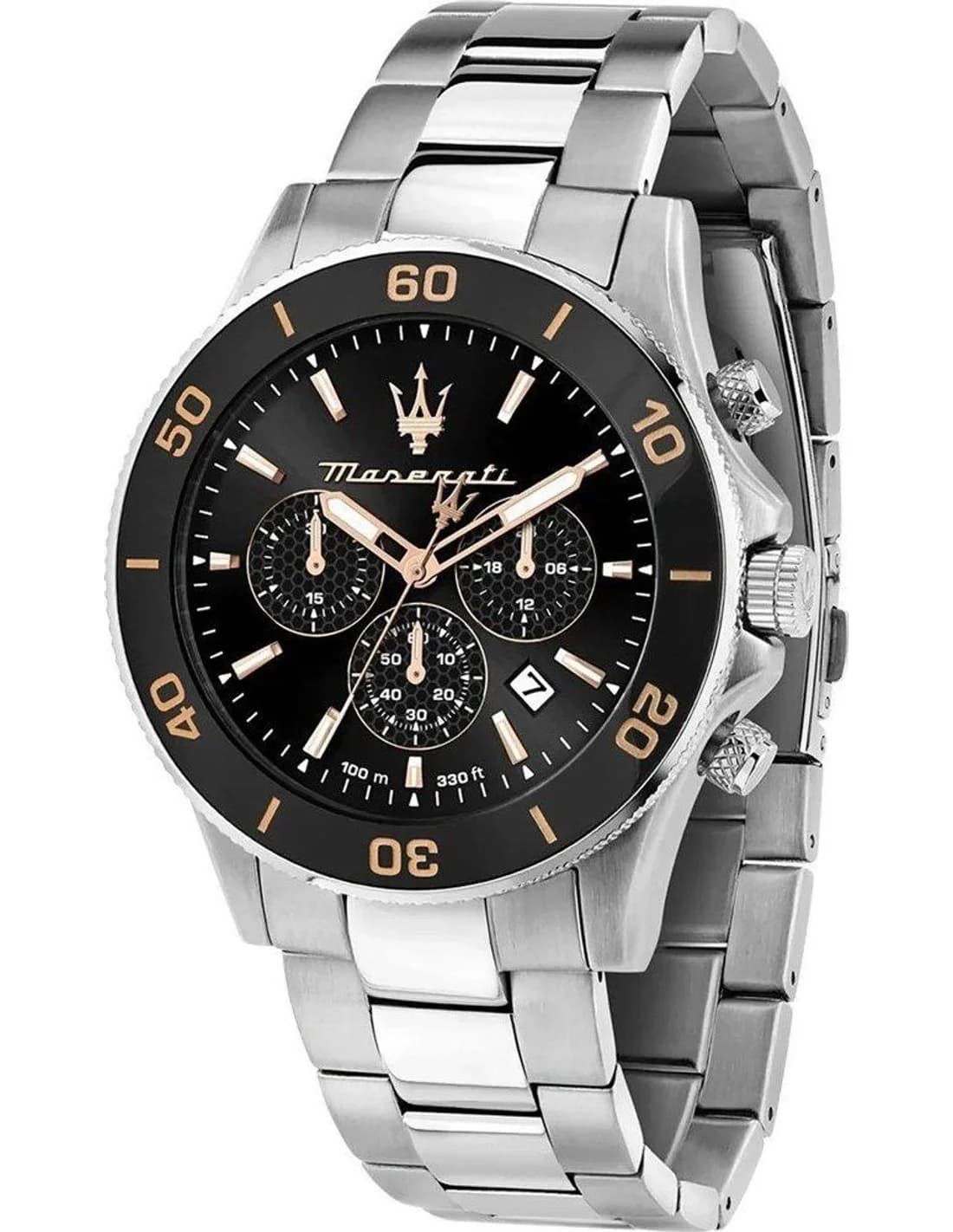 Maserati R8873600003 vue de côté, bracelet acier