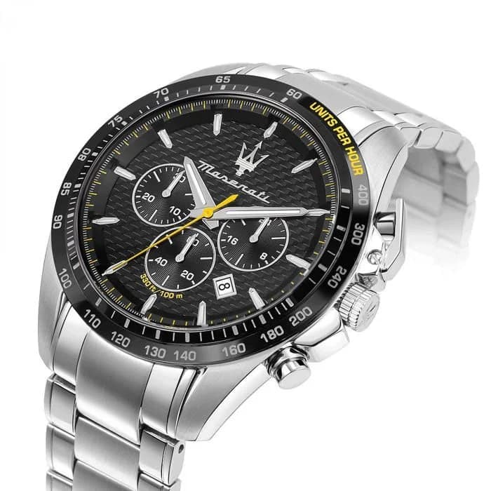 Maserati R8873612042 vue de côté, bracelet acier