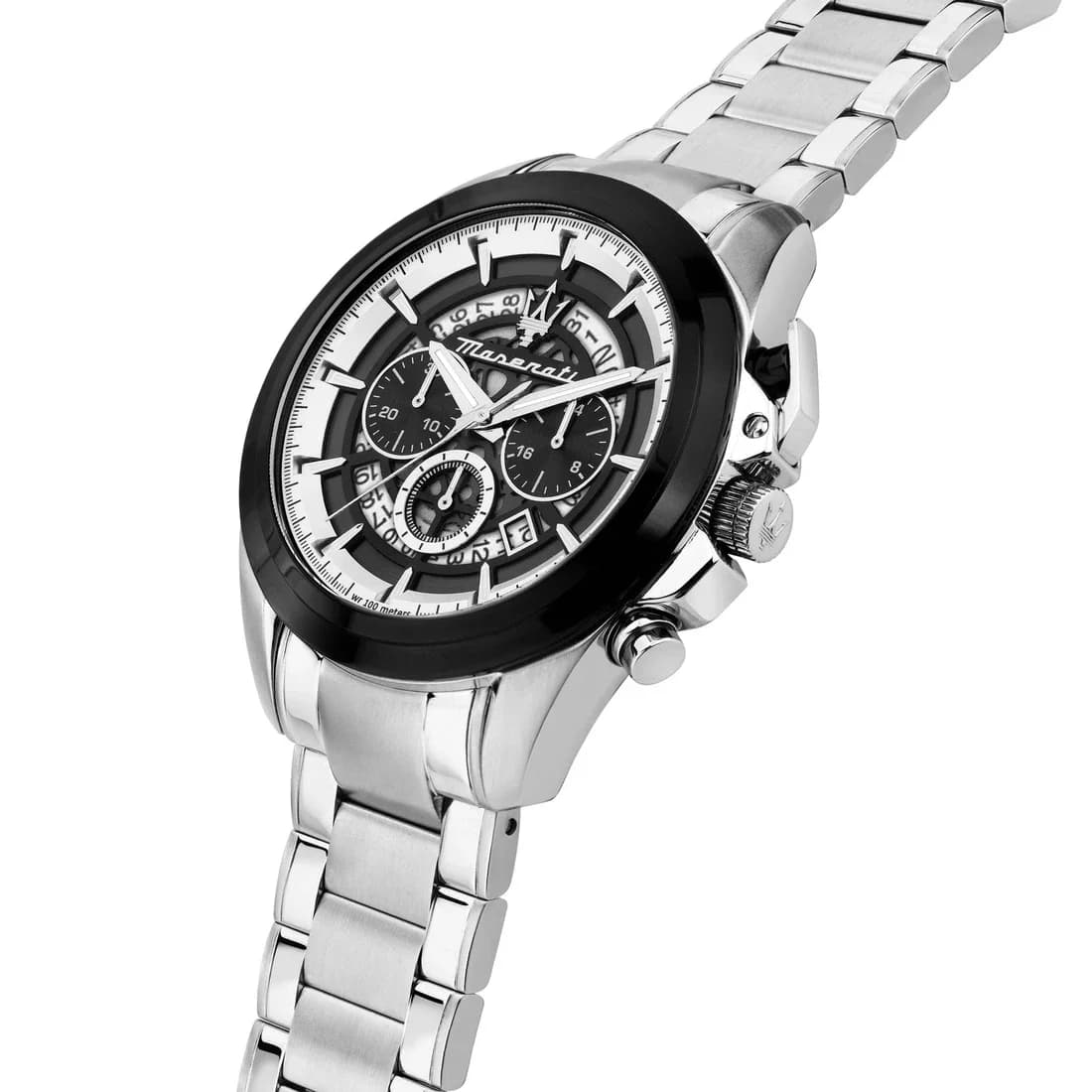Maserati R8873612059 vue de côté, bracelet acier