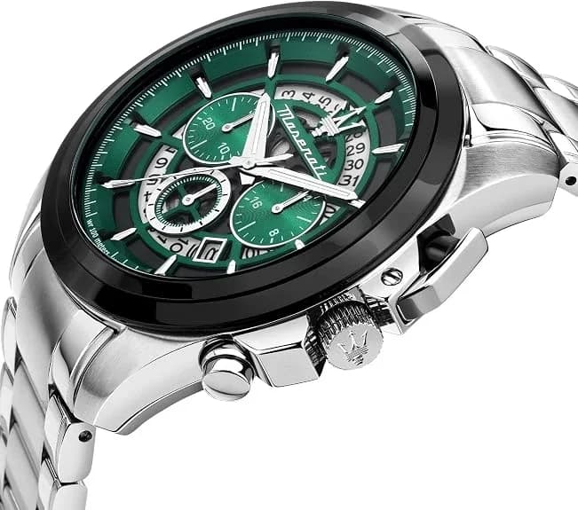 Maserati R8873612060 vue de côté, bracelet acier