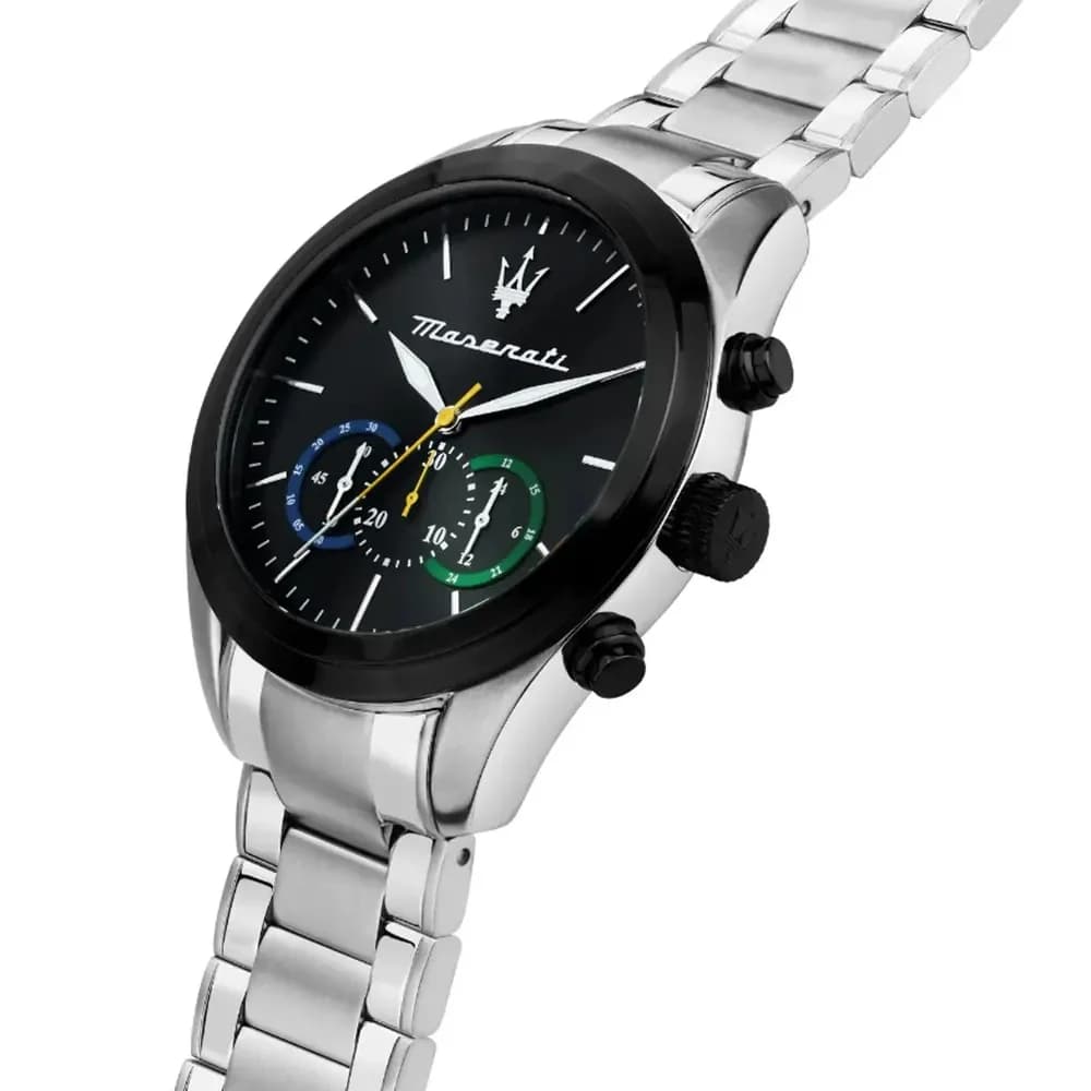 Maserati R8873612061 vue de côté, bracelet acier