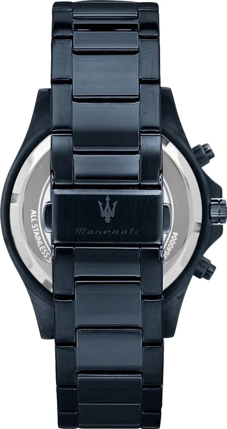 Gros plan sur le cadran bleu de la Maserati R8873640023