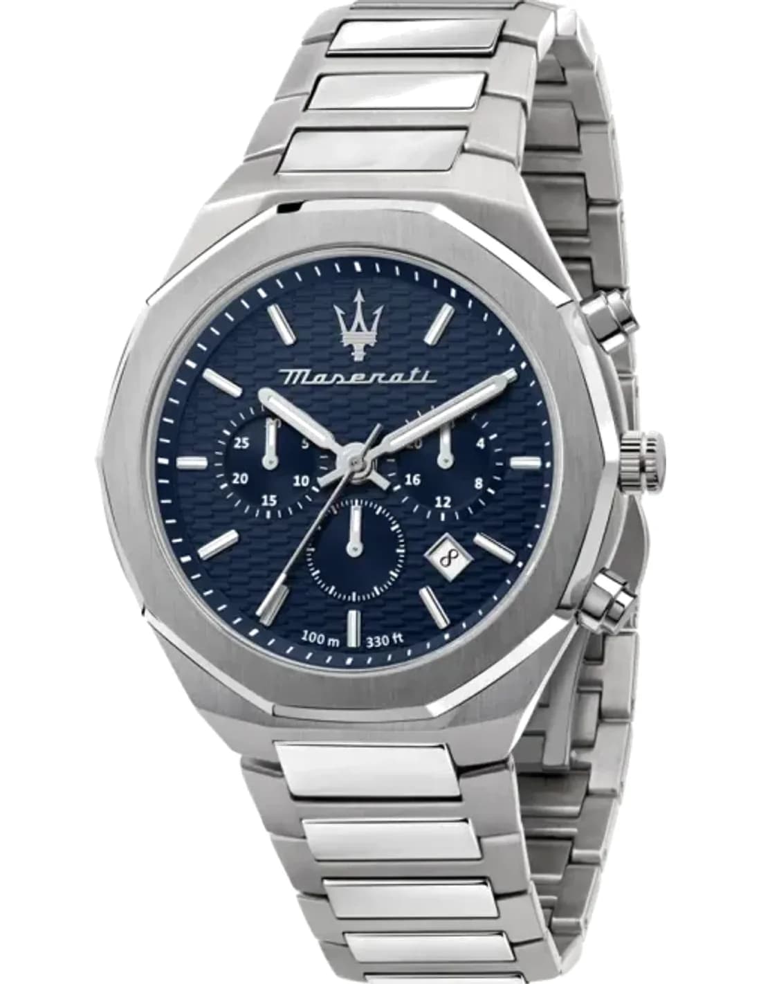Maserati R8873642006 vue de côté, bracelet acier