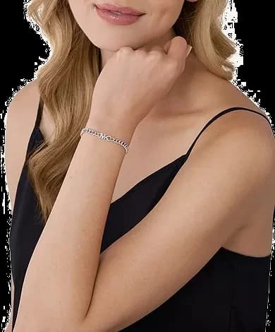 Bracelet Michael Kors à maillonsen argent 925 avec logo MK pavé de cristaux vue 4