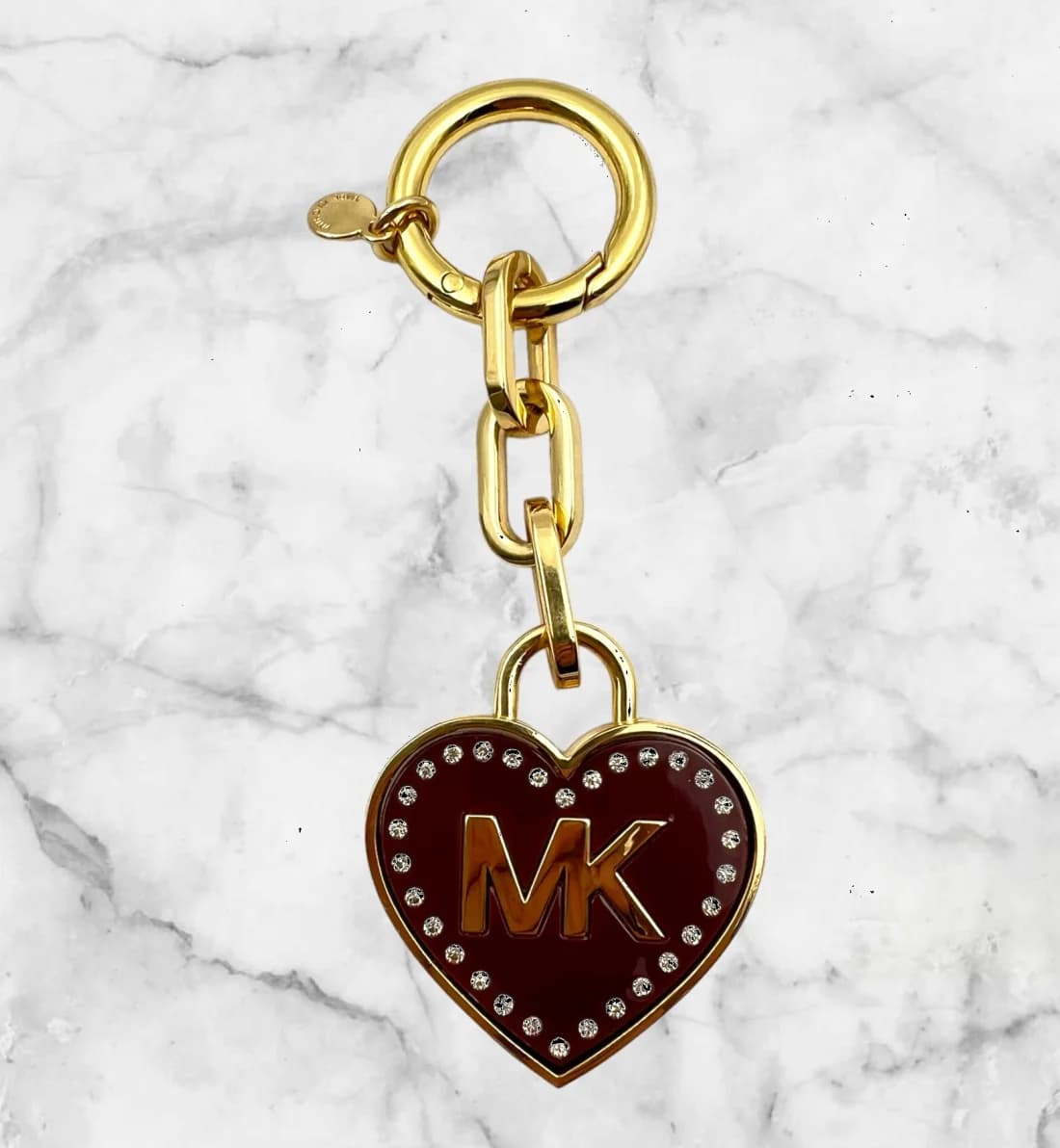 Michael Kors Signature MK Heart-Shaped Keyring with Crystal Embellishment vue 3