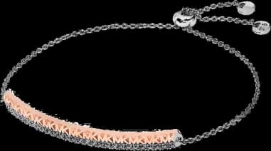 Bracelet Michael Kors coulissant à barre monogramme en argent 925 plaqué or rose 14 carats