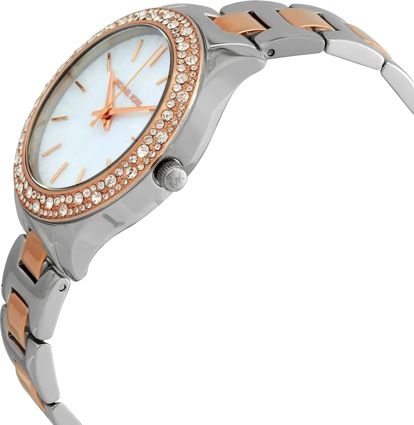 Gros plan sur le cadran blanc de la Michael Kors MK1048