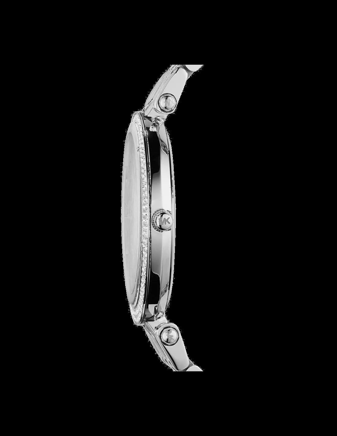 Gros plan sur le cadran argent de la Michael Kors MK3190