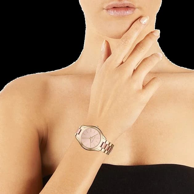 Montre Michael Kors Runway MK3493 Bracelet acétate et acier or rose vue 5
