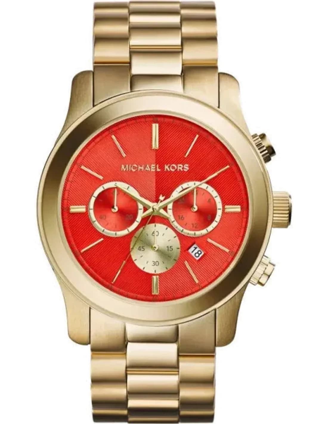 Montre Femme Michael Kors Runway MK5930 Cadran orange finitions dorées vue 2