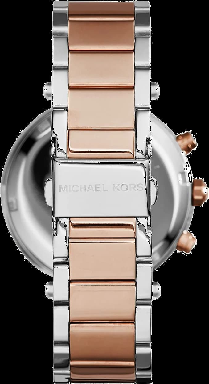 Montre Michael Kors MK6141 Cadran Bleu et Bracelet Bicolore Or Rose vue 4