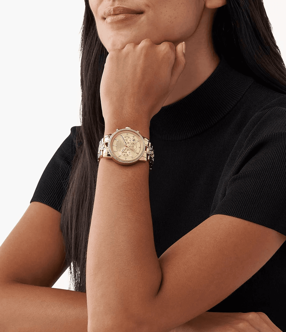 Montre femme Michael Kors Ritz MK6937 Chronographe acier doré vue 5