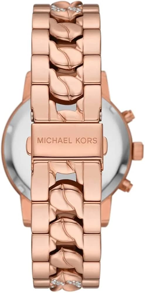 Montre femme Michael Kors Ritz MK7223 chronographe cadran doré rose orné de cristaux vue 3
