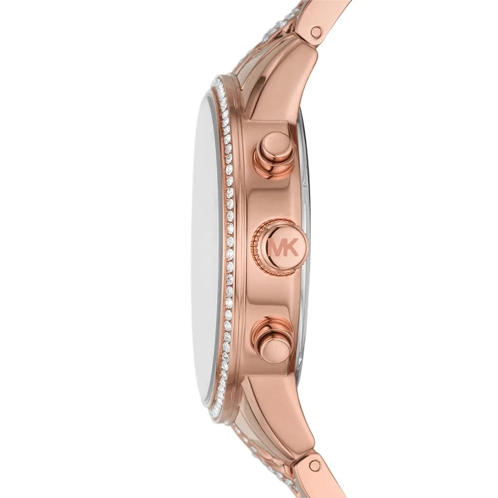 Montre femme Michael Kors Ritz MK7223 chronographe cadran doré rose orné de cristaux vue 2