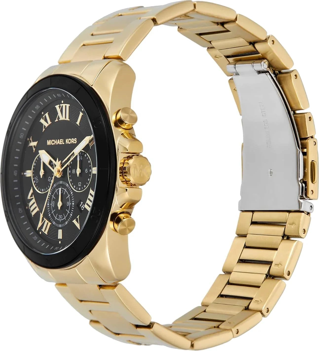 Gros plan sur le cadran noir de la Michael Kors MK9184
