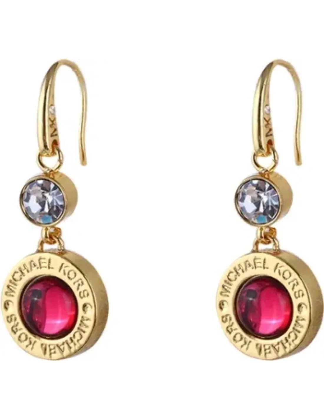 Boucles d'oreilles Michael Kors collection logo plaqué or jaune vue 2