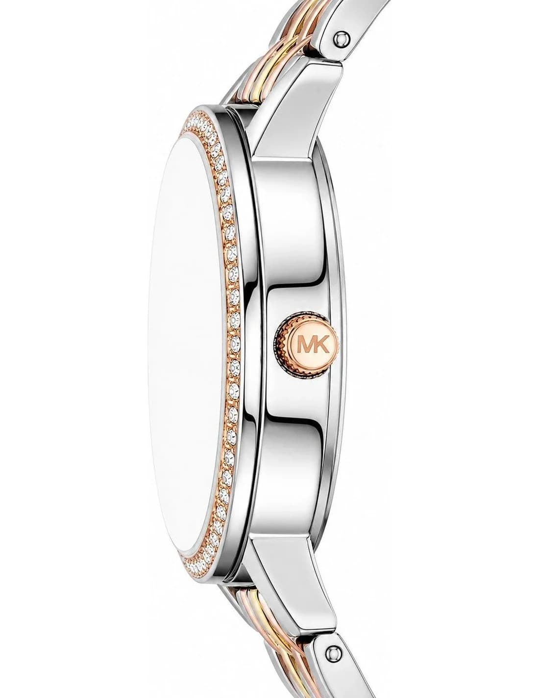 Montre Michael Kors Melissa MKO1117 femme bicolore, bracelet maillons acier vue 2