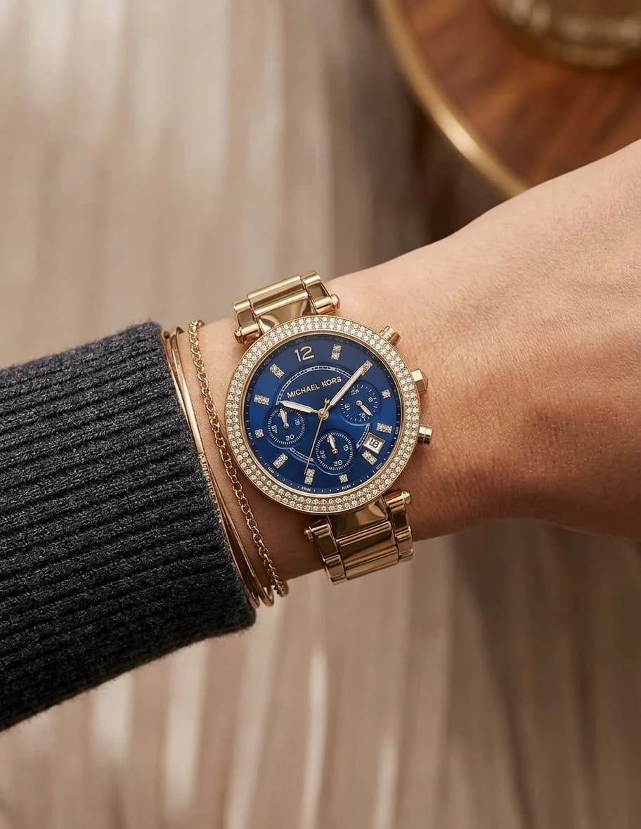 Michael Kors Parker MK6262 Blue Dial Chronograph Watch Gold-Tone Bracelet vue 6
