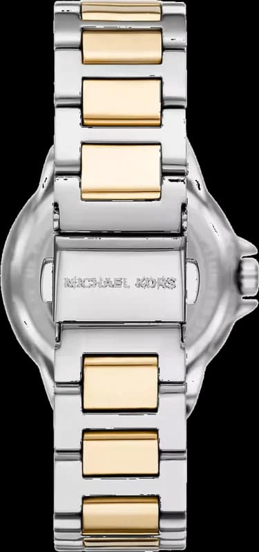 Montre femme Michael Kors Camille MK6982 pavée cadran blanc bracelet en acier inoxydable bicolore vue 3
