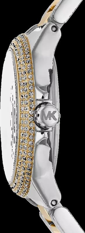 Montre femme Michael Kors Camille MK6982 pavée cadran blanc bracelet en acier inoxydable bicolore vue 4