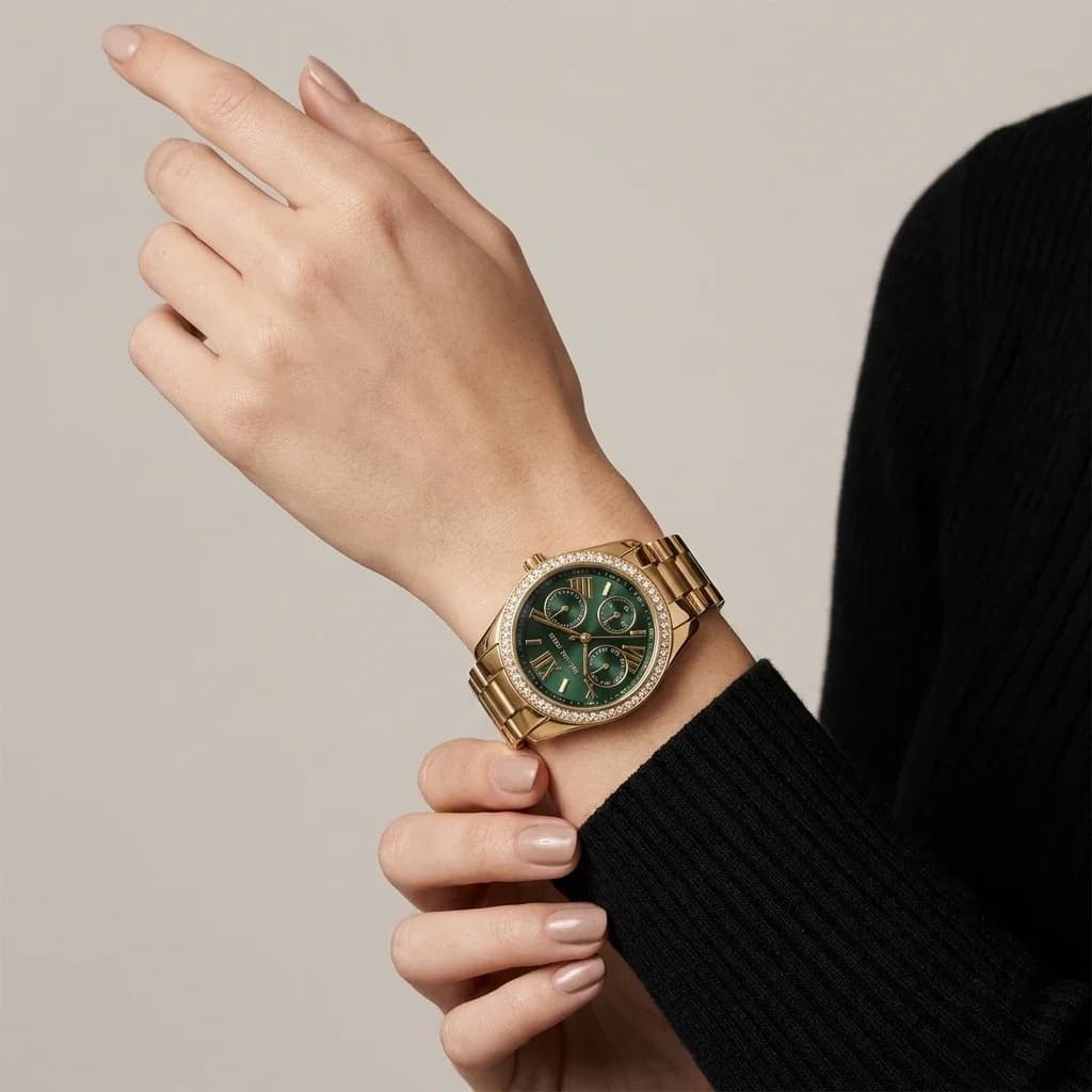 Montre Michael Kors Lexington Lux MK4924 femme dorée, bracelet maillons acier vue 5