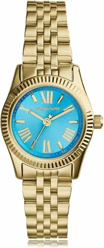 Montre Femme Michael Kors Lexington MK3271 acier doré cadran bleu turquoise