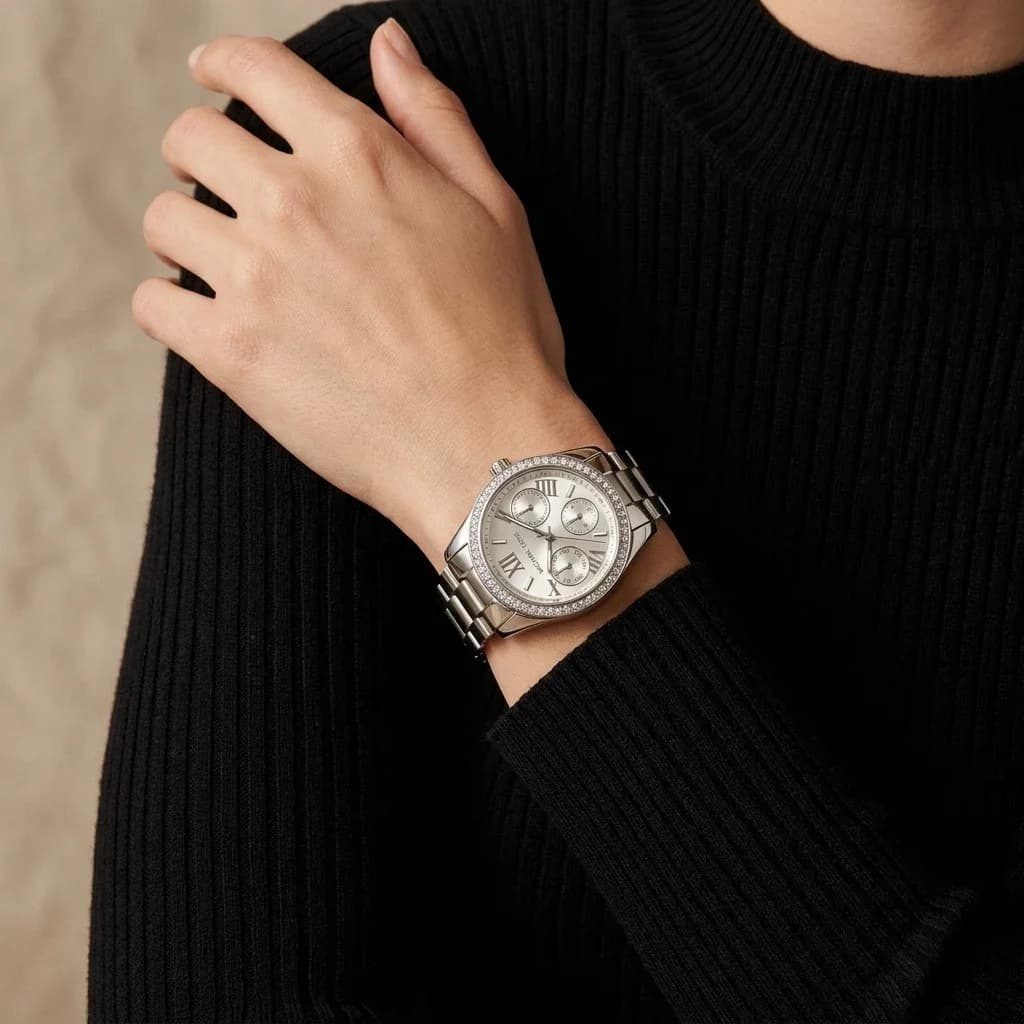 Montre Michael Kors Micro Lexington MK4979 femme argentée, bracelet maillons acier vue 5