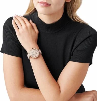 Michael Kors Parker MK5896 Rose Gold Stainless Steel and Acetate Bracelet Women's Watch vue 6