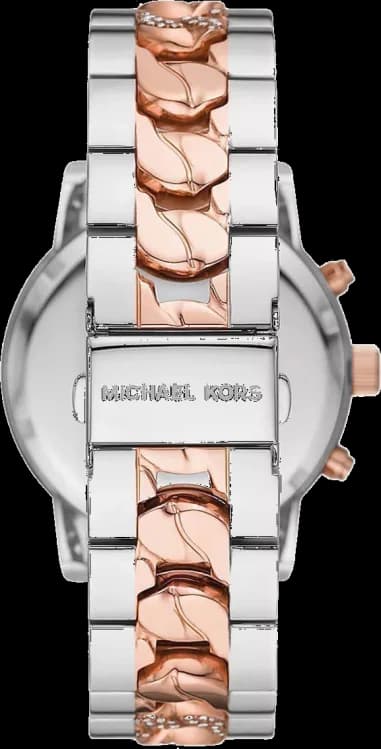 Gros plan sur le cadran blanc de la Michael Kors MK6938