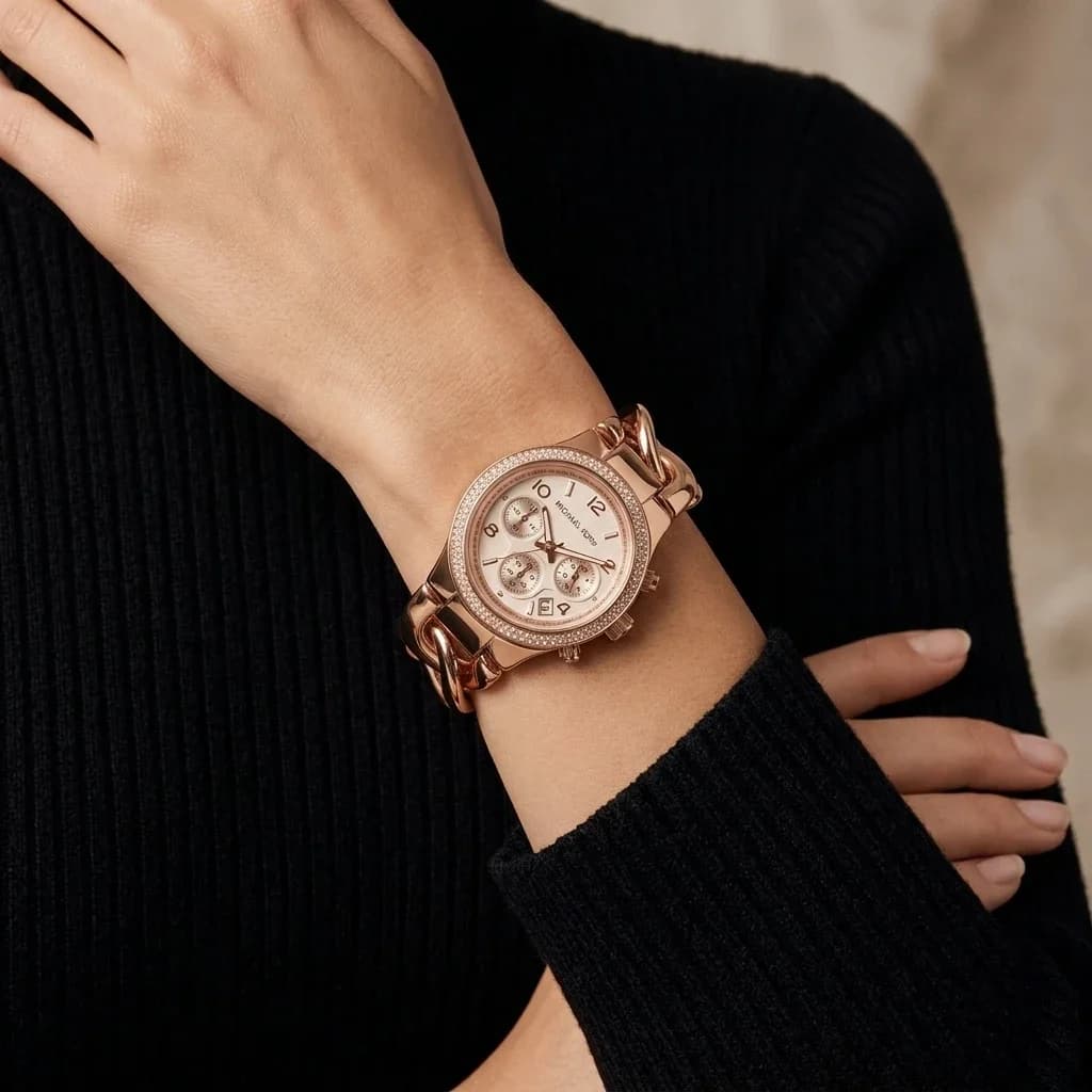 Michael Kors Runway MK3247 Rose Gold-Tone Large Link Stainless Steel Women's Watch vue 5