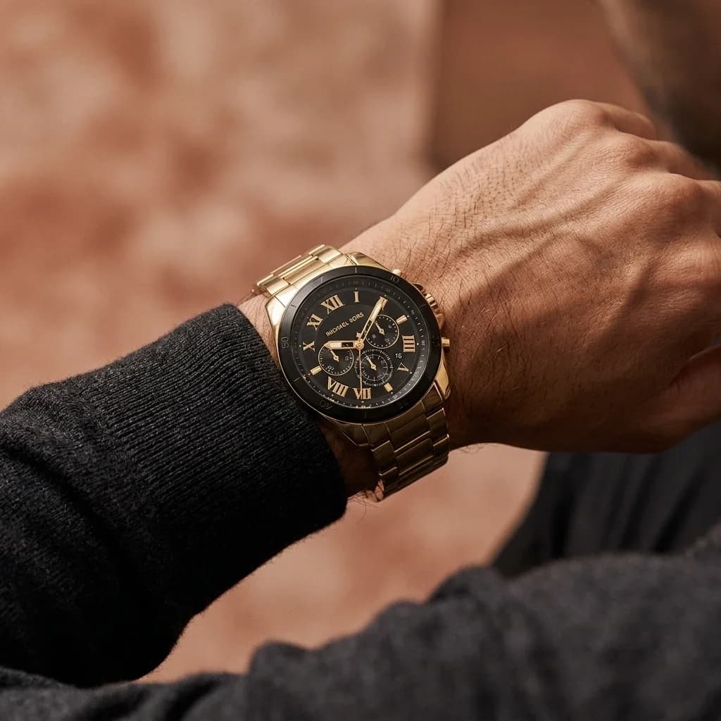 Michael Kors Alek MK9184 men's gold watch, maillons acier strap vue 5