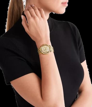 Michael Kors Lennox MK7229 — montre femme dorée cristallisée — élégance discrète au poignet vue 4