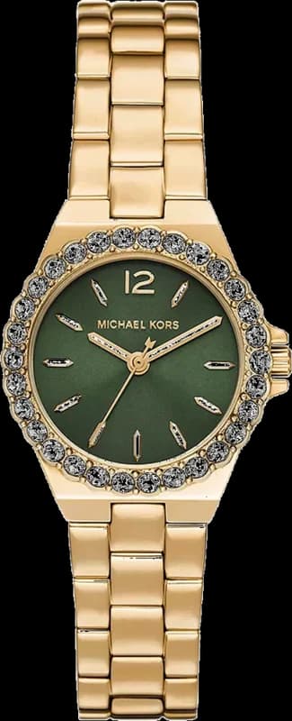 Michael Kors Lennox MK7395 Green Dial Gold Stainless Steel Bracelet Watch