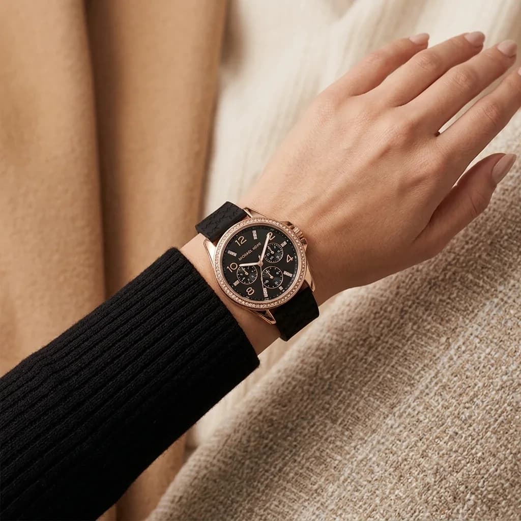 Montre Michael Kors Mini Pilot MK7373 chronographe bracelet en silicone vue 5