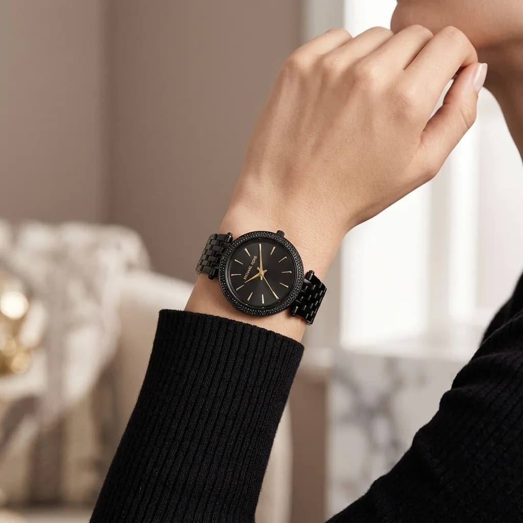 Michael Kors MK3337 Darci Black Steel and Black Crystals Women's Watch vue 5