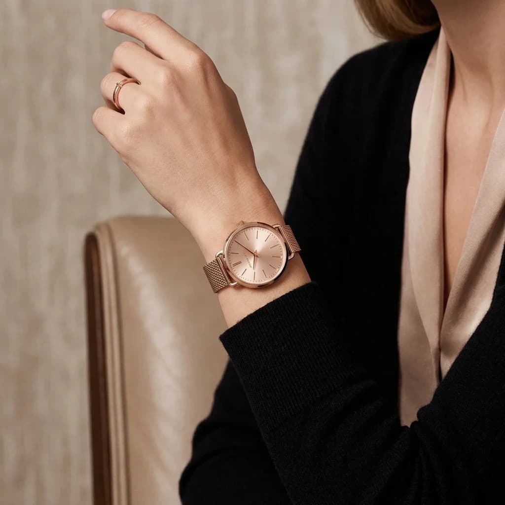 Michael Kors MK4340 Rose Gold Stainless Steel Milanese Mesh Watch vue 5