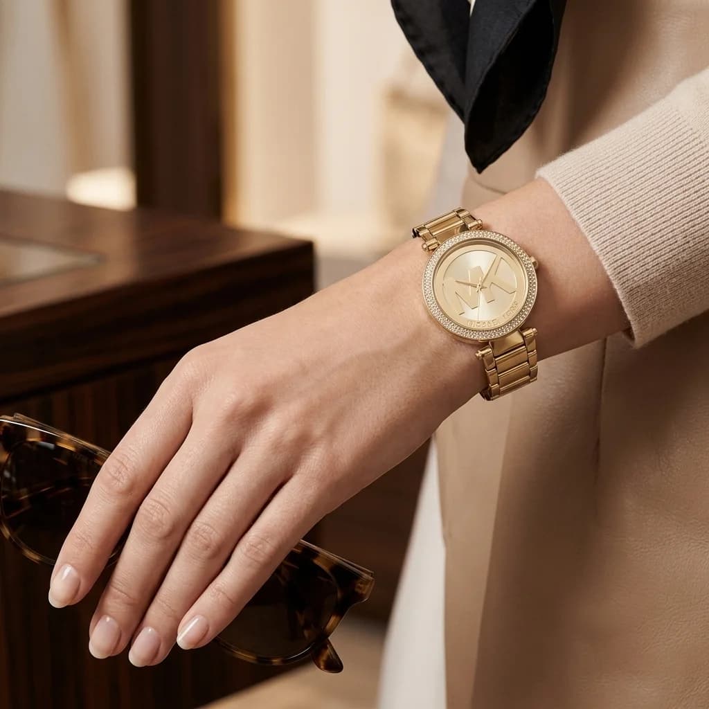 Montre Michael Kors MK5784 Parker Chronographe en Acier Doré et Cristaux vue 5