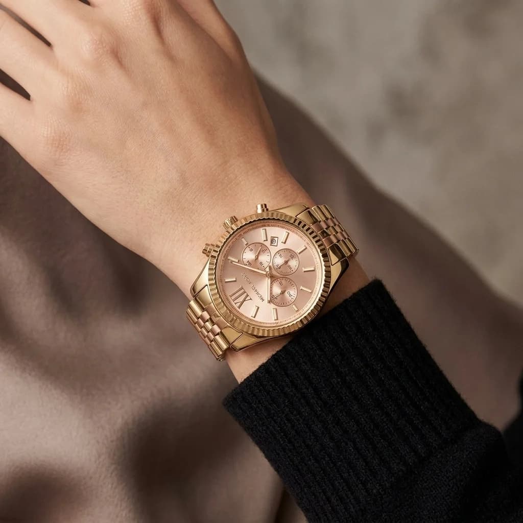 Michael Kors MK6473 Lexington Rose Gold Chronograph Watch vue 5