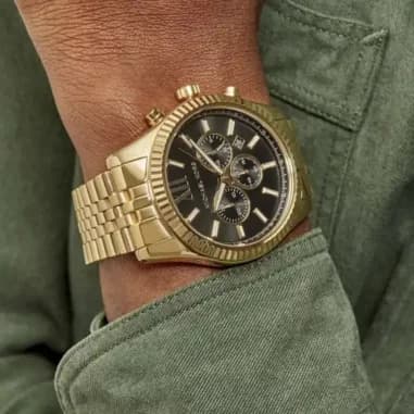 Michael Kors MK8446 Lexington Gold-Tone Steel and Green Dial Watch vue 5