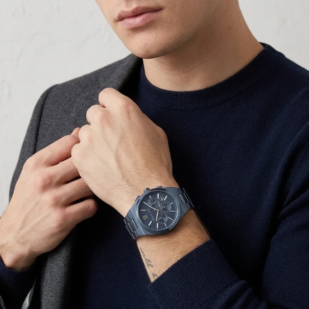 Michael Kors MK9147 Chronograph Stainless Steel Blue Watch vue 5