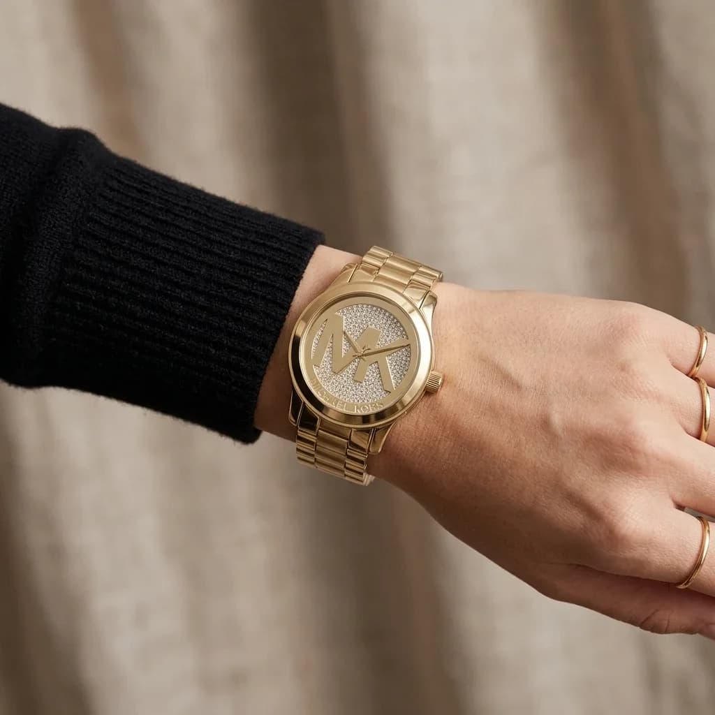 Montre Michael Kors Runway MK5706 Cadran avec logo MK incrusté de brillants vue 6