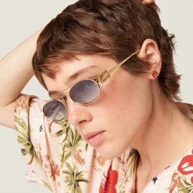 Lunettes de soleil Miu Miu MU54ZS 5AK30C monture métal doré or jaune vue 3