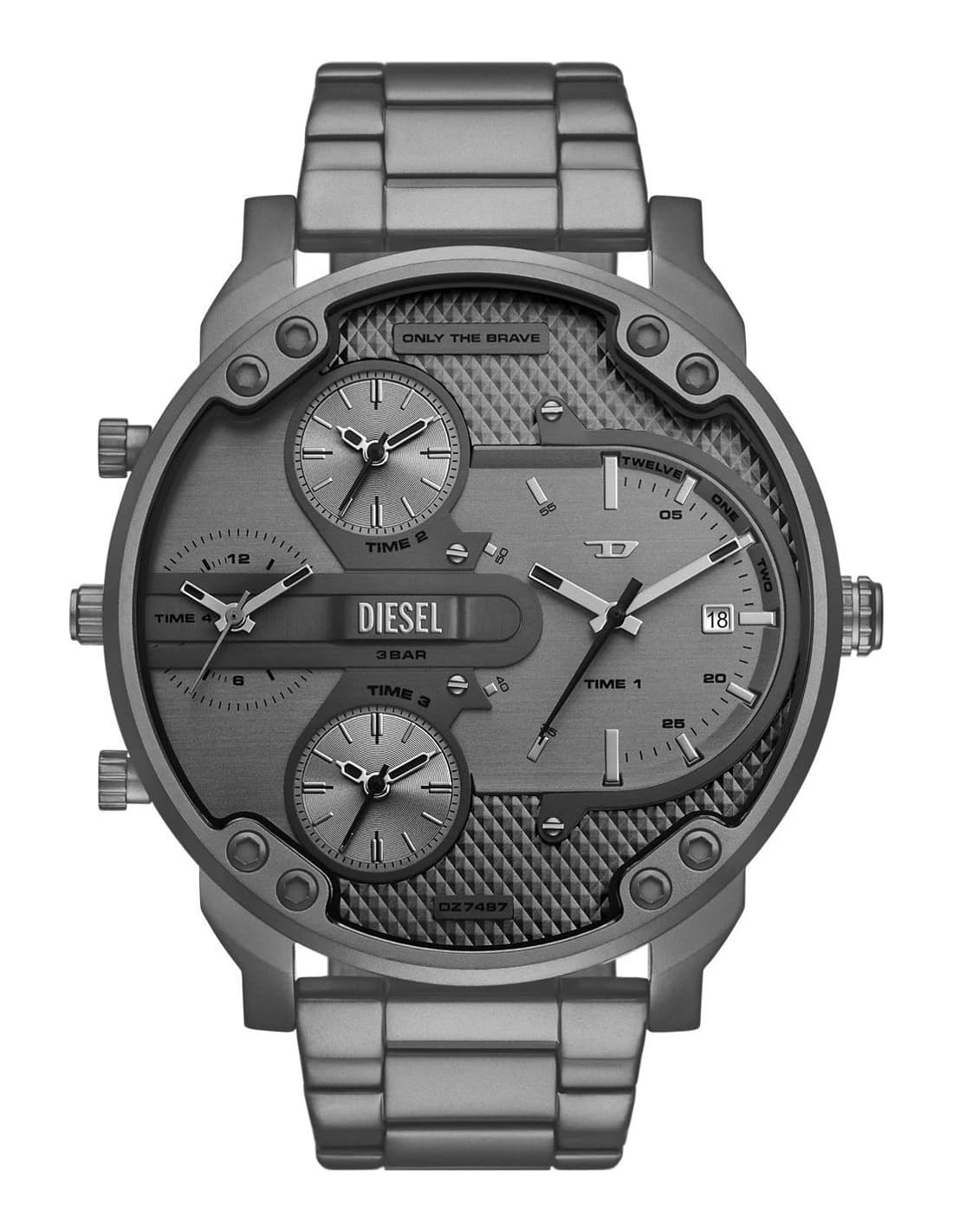 Diesel DZ7487 vue de côté, bracelet acier
