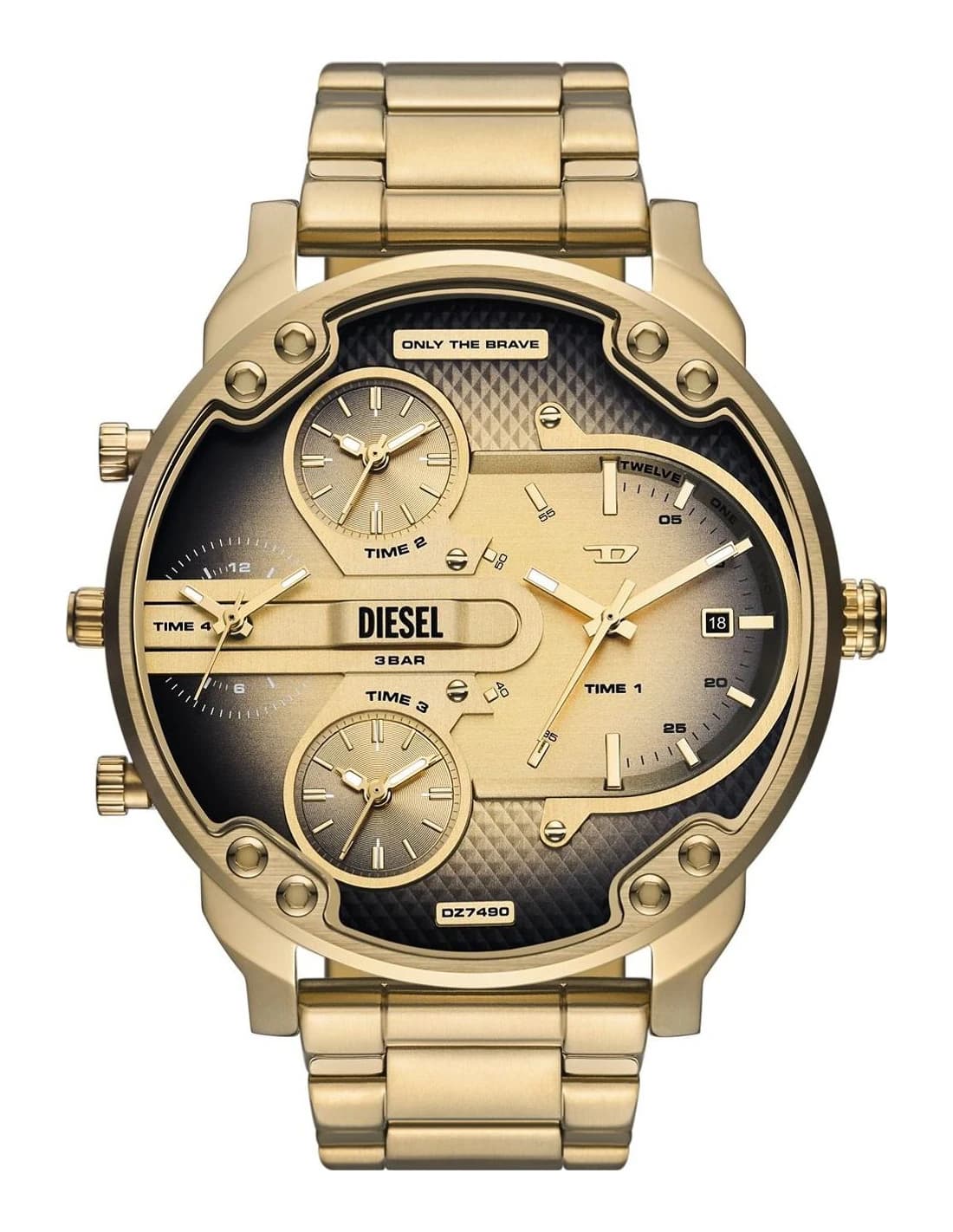 Diesel DZ7490 vue de côté, bracelet acier