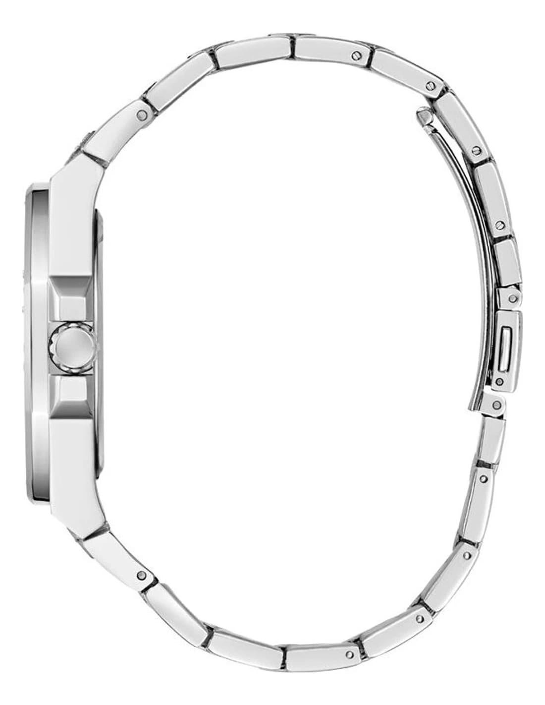 Gros plan sur le cadran argent de la Guess GW0777L1