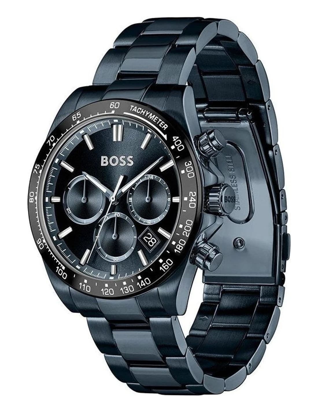 Gros plan sur le cadran bleu de la Hugo Boss 1514270