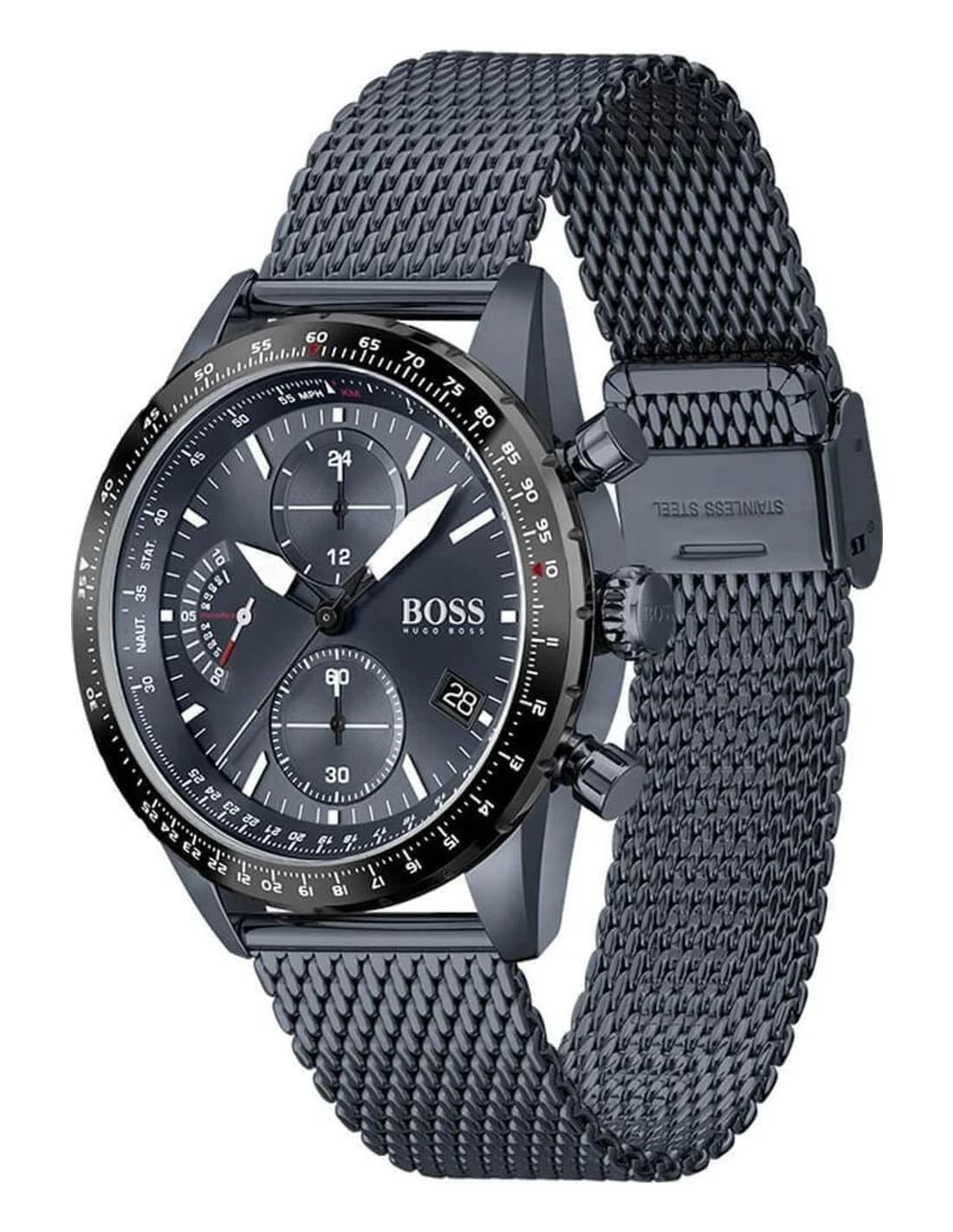 Gros plan sur le cadran bleu de la Hugo Boss 1513887
