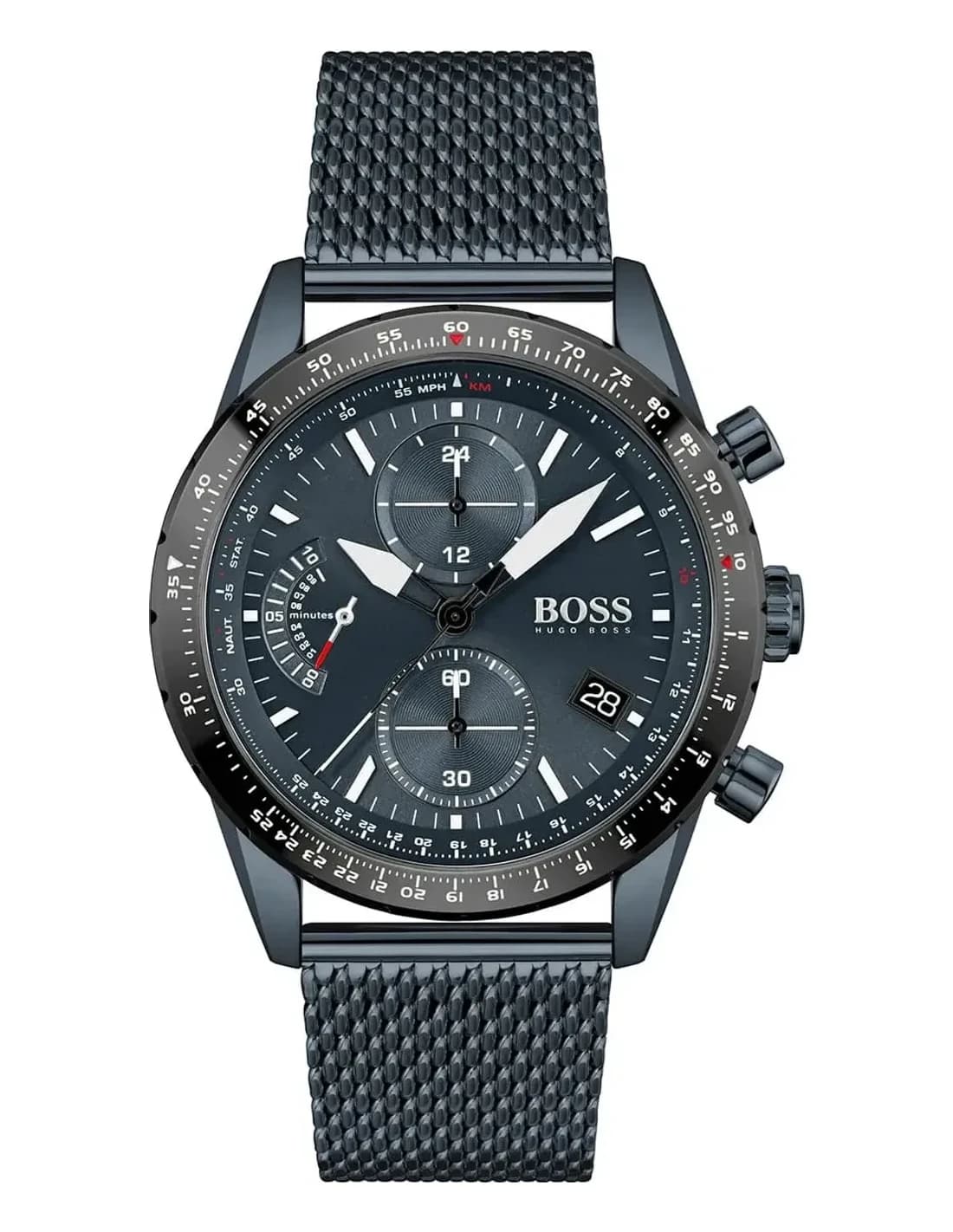 Montre Hugo Boss Pilot Edition 1513887 homme bleue, bracelet mailles acier vue 5