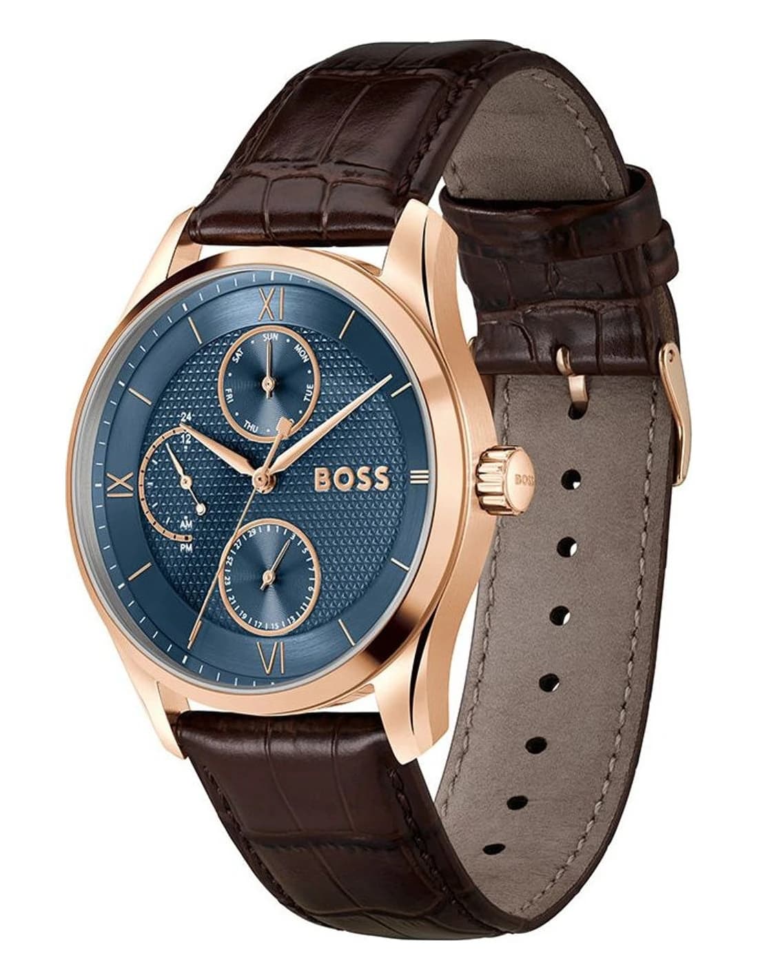 Gros plan sur le cadran bleu de la Hugo Boss 1514273