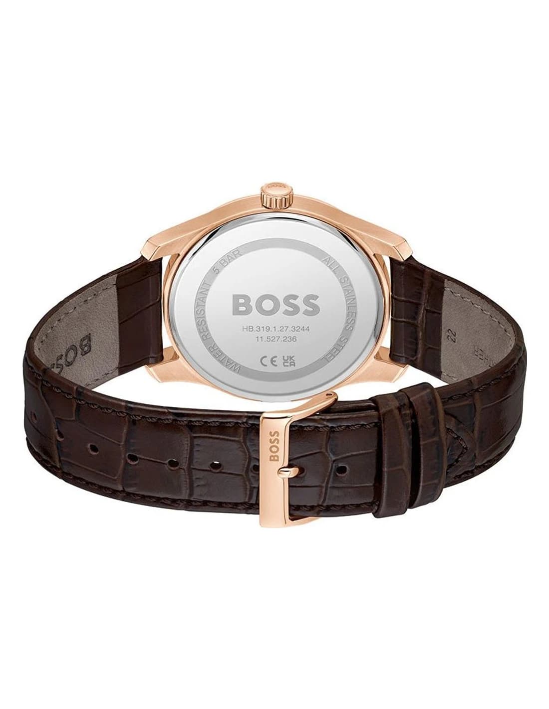 Montre Hugo Boss Principle Master 1514273 homme or rose, bracelet cuir vue 4